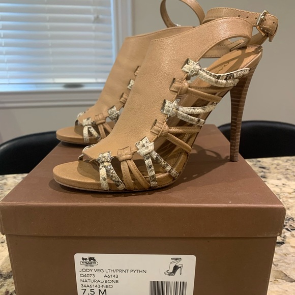 COACH Bone Leather Heeled Sandals - Picture 3 of 4